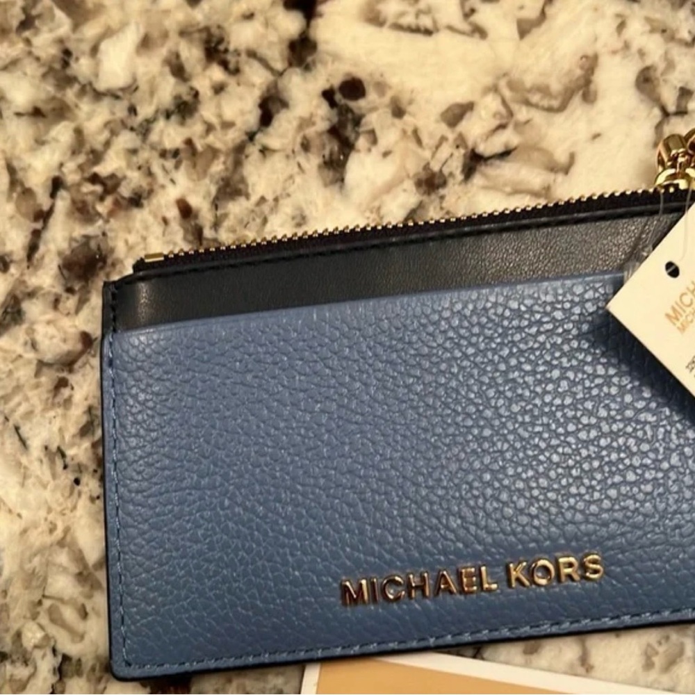 Michael Kors Two-Tone Blue Card Holder - Picture 6 of 9